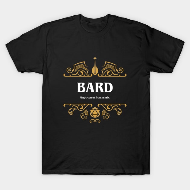 Bard Class Tabletop RPG Gaming T-Shirt by pixeptional